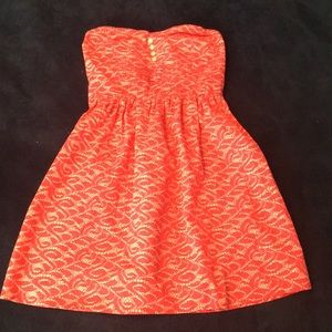 Strapless print dress